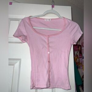 Pink button top